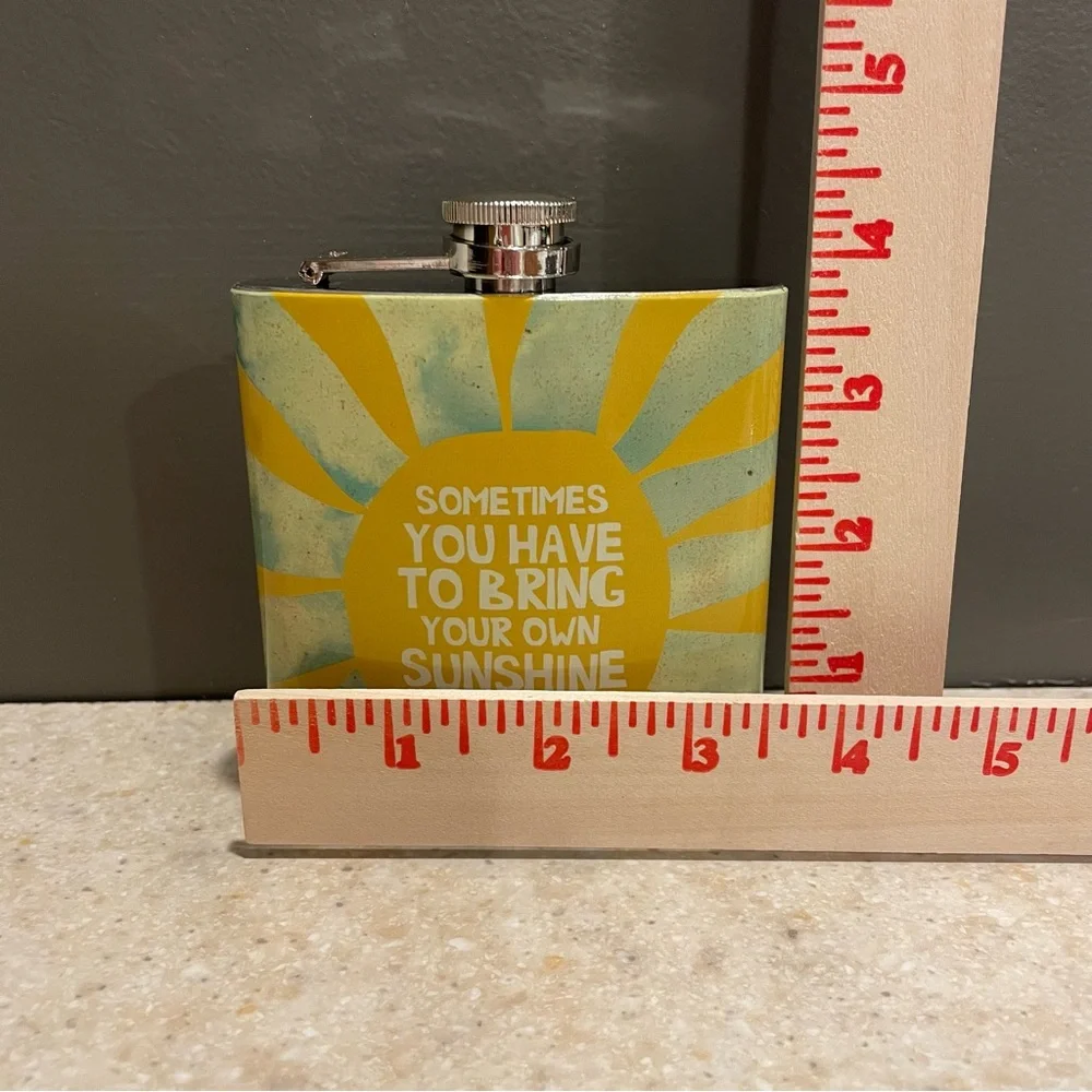 NATURAL LIFE Stainless Steel 6oz Hip Flask Novelty Sunshine Travel Party Festive